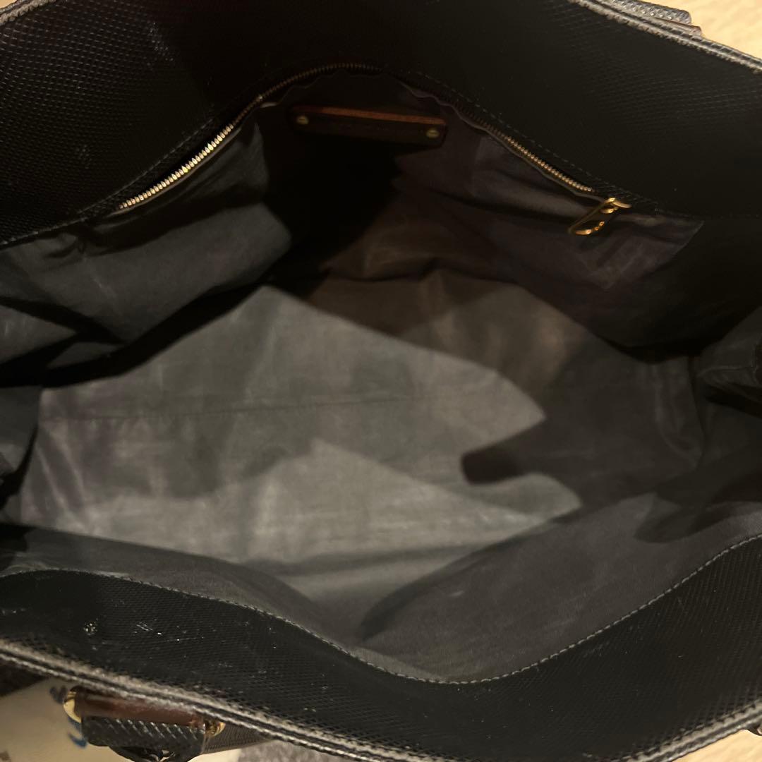 ボッテガべネタ　黒 ナイロン トートバッグ 編み込みハンドル