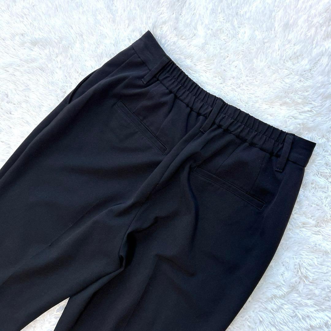 【美品】　PLST　パンツスーツ　オフィスカジュアル　ノーカラー　スラックス　黒
