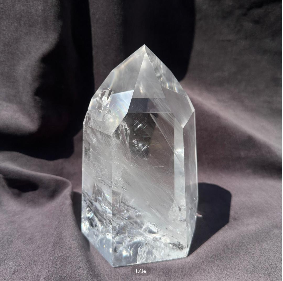 【レムリアン水晶】水晶 ポイント タワー 虹入り ブラジル産