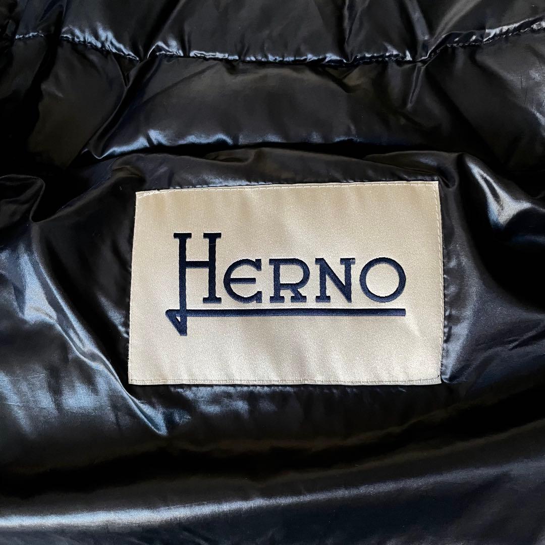ヘルノ　ファー　切り替え　ダウンコート　ダウンジャケット　レディース　黒　44