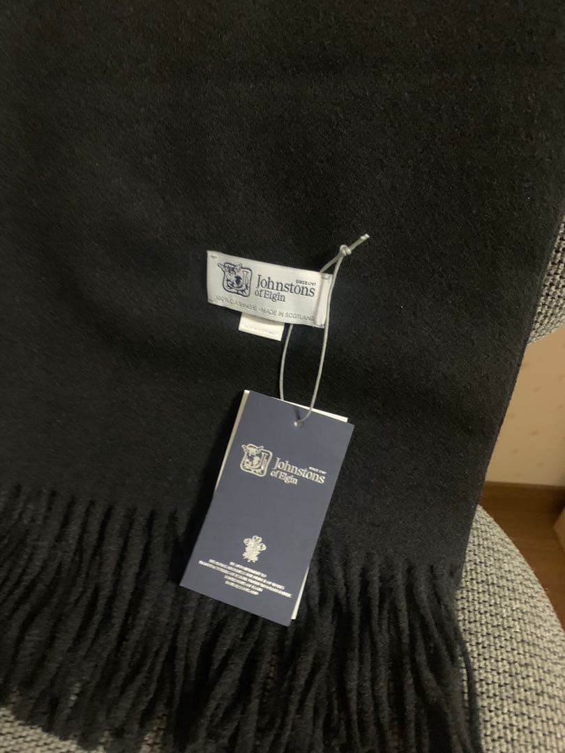 M*I様 ジョンストンズ スカーフブラック 大判ブラック カシミヤ ストール