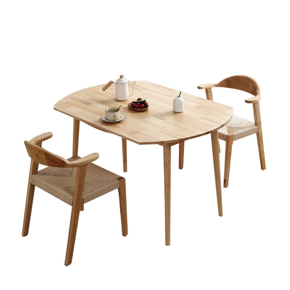 【3点セット】伸長式ダイニングテーブル1点×チェア2脚　多機能　NATURAL