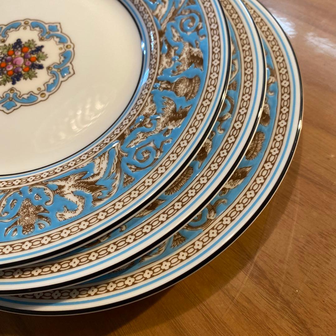 フロレンティーン　ターコイズ　プレート　17㎝　3枚　黒壺　ケーキ