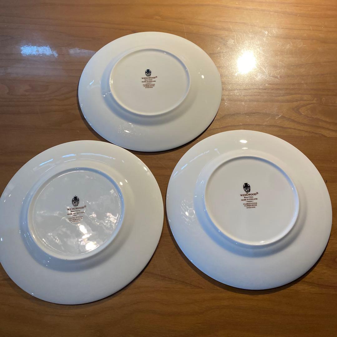 フロレンティーン　ターコイズ　プレート　17㎝　3枚　黒壺　ケーキ