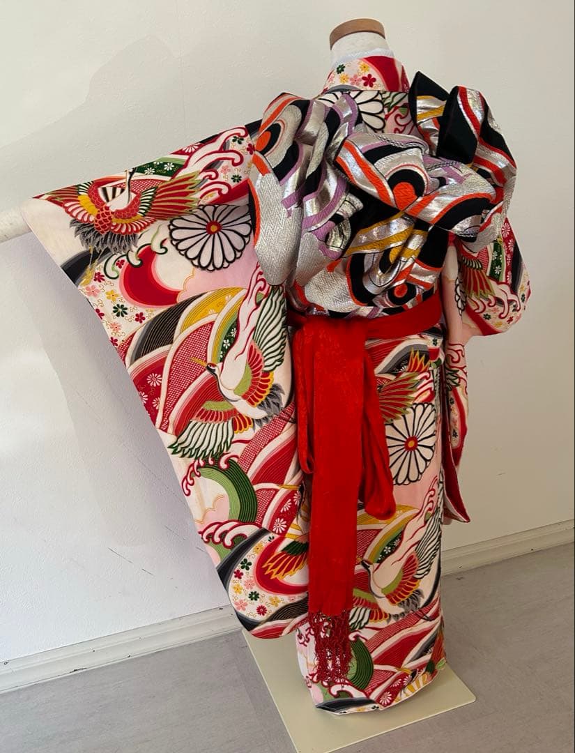 7歳　七五三　アンティーク正絹着物、正絹帯、帯揚げ、帯締め　しごきセット