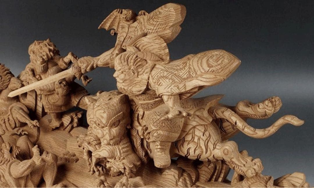 鐘馗捉鬼図　おに退治　河鍋暁斎　箱ありKawanabe Kyosai