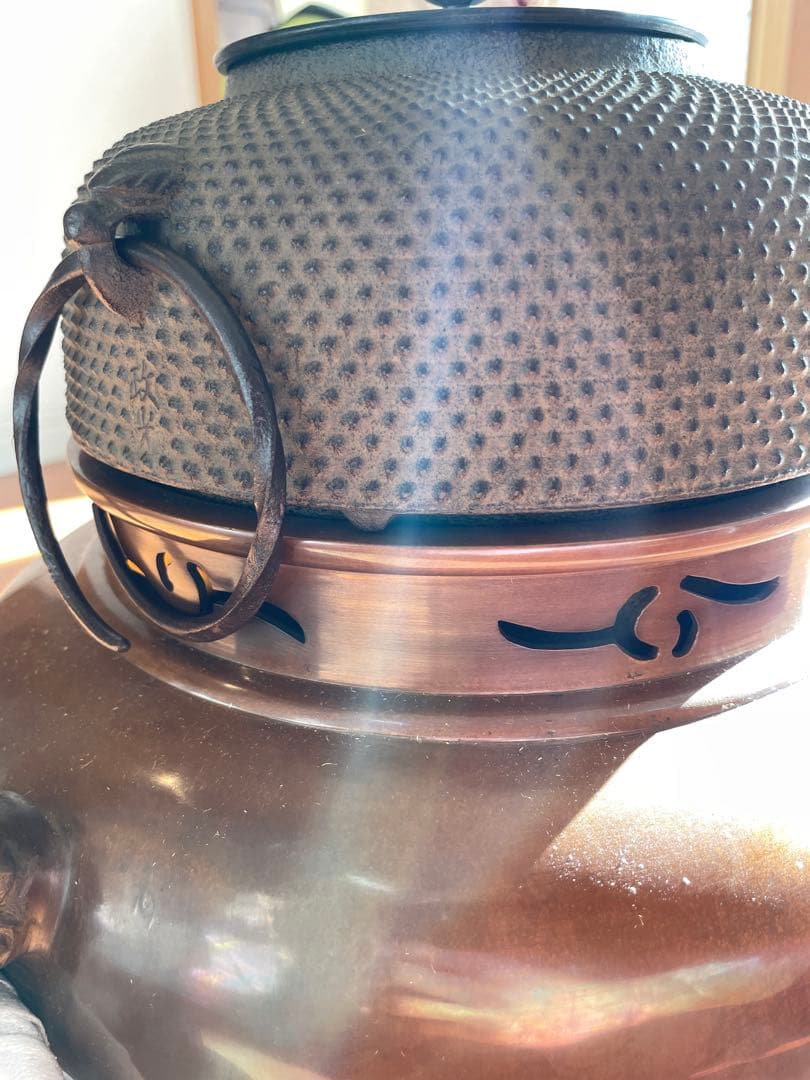 風炉 茶釜 唐銅鬼面風炉釜 敷板 底瓦 茶道具 お点前道具