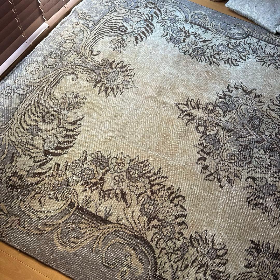 超大判165×265メダリオン　ベージュ×グレイ　トルコヴィンテージラグ