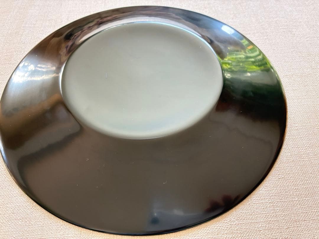 津軽塗 唐塗 菓子皿 大皿 24cm ロイヤルブルー 美品 和モダン 贈答にも