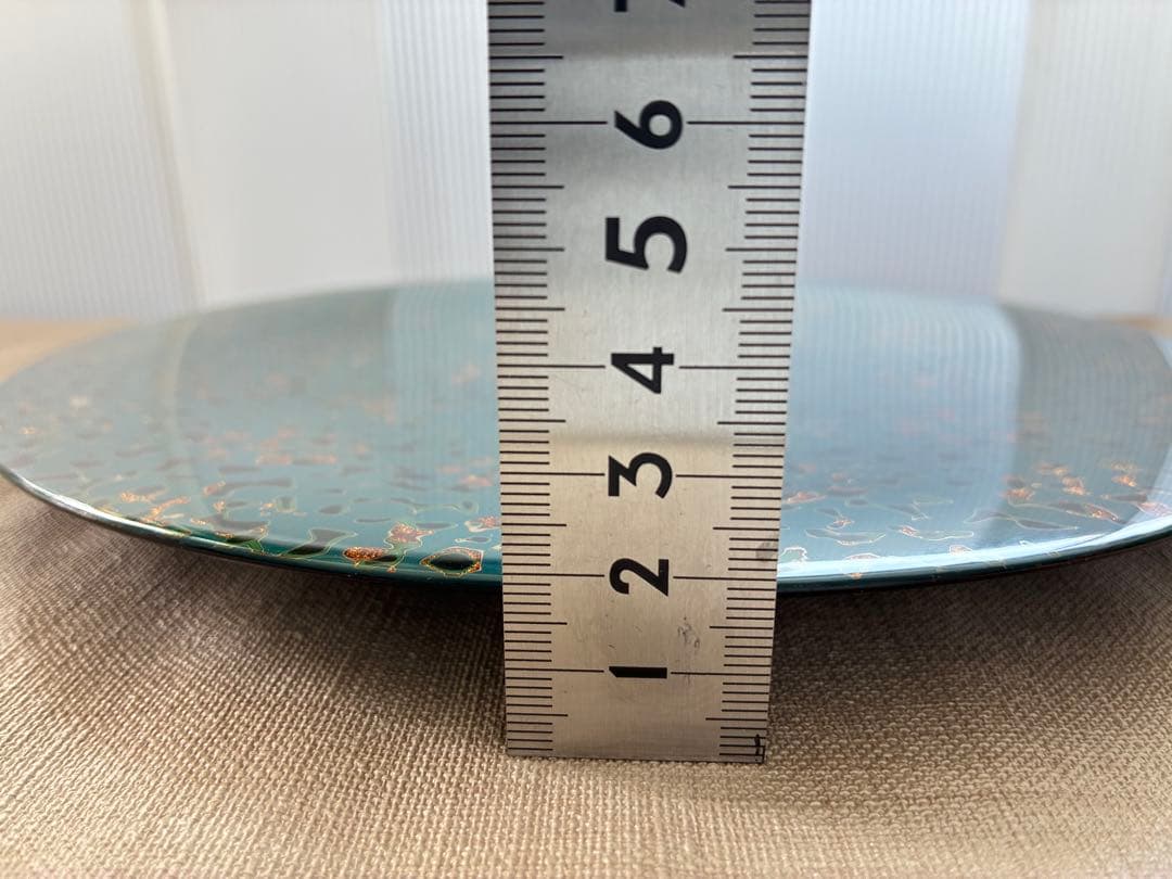 津軽塗 唐塗 菓子皿 大皿 24cm ロイヤルブルー 美品 和モダン 贈答にも