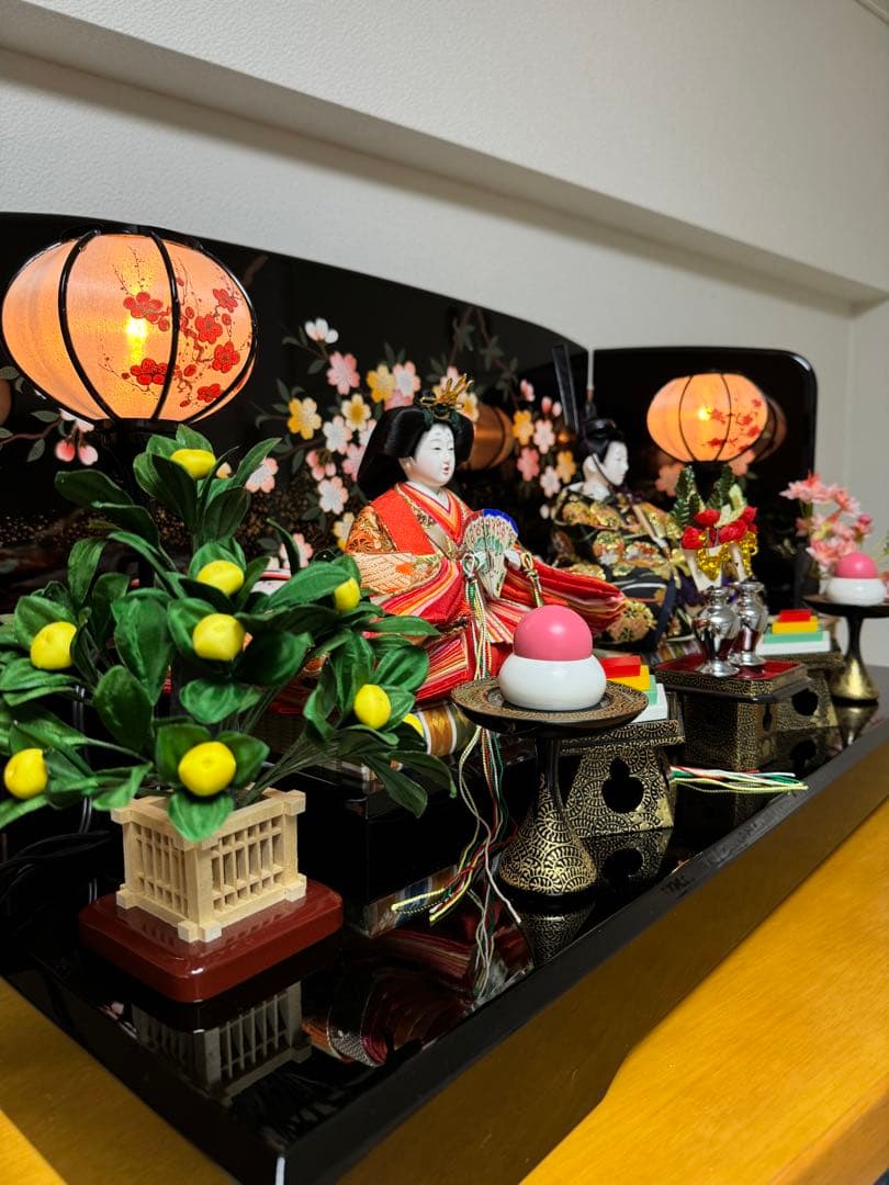 【雛人形・ひな祭り】人形の島津/20年保証の匠の逸品/美品《飾り台・屏風・小物》