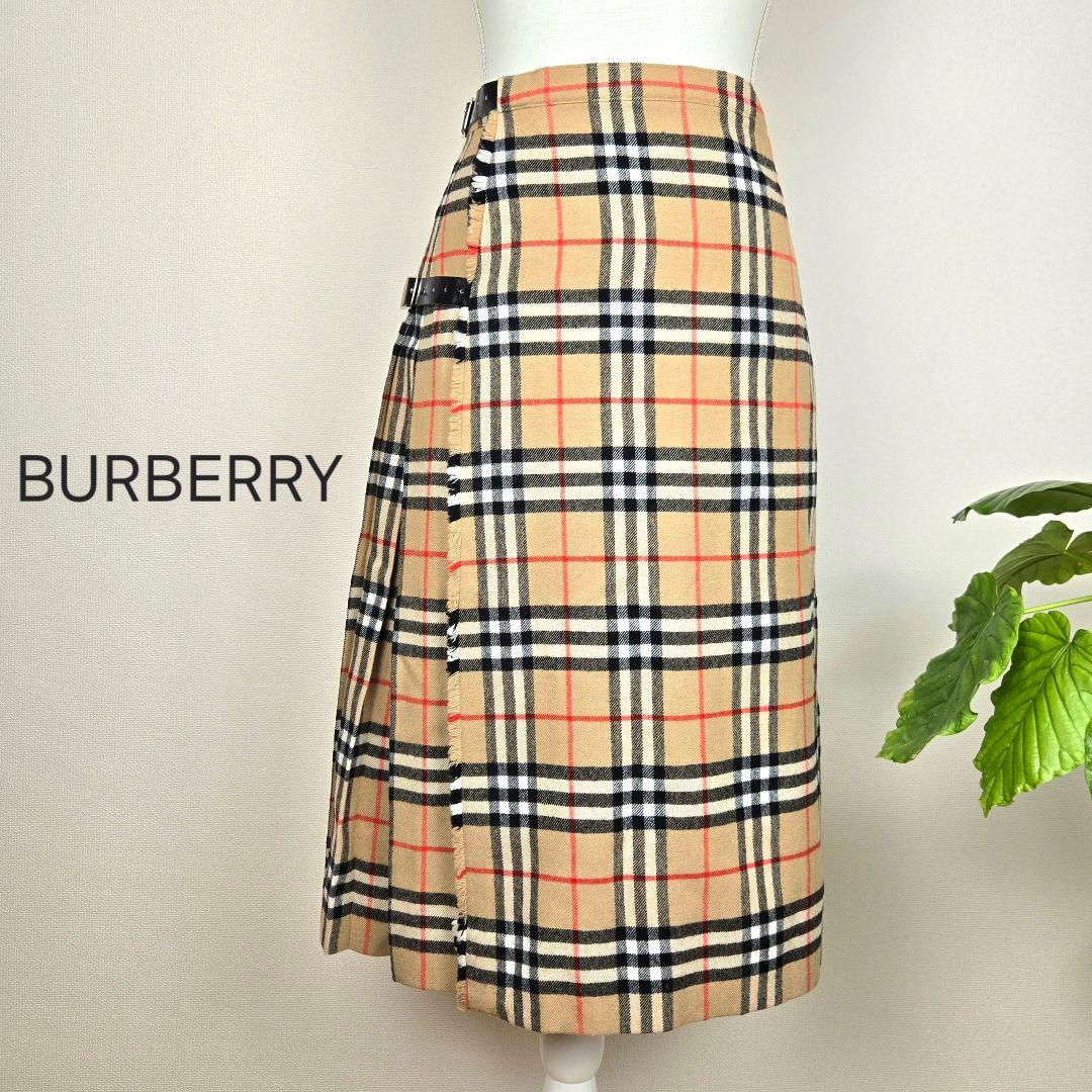 BURBERRY バーバリー プリーツ フレアスカート ノバチェック ベルト