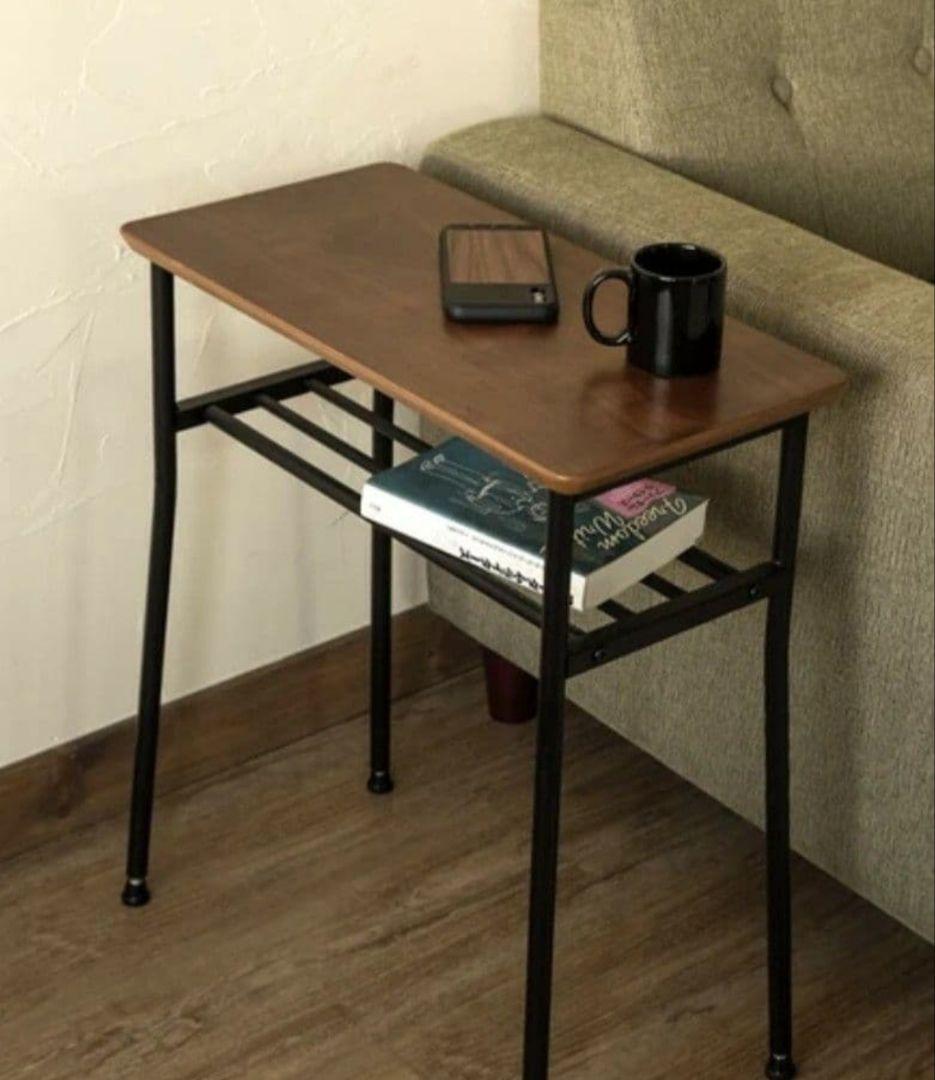 サイドテーブル棚付　 アンティークブラウン