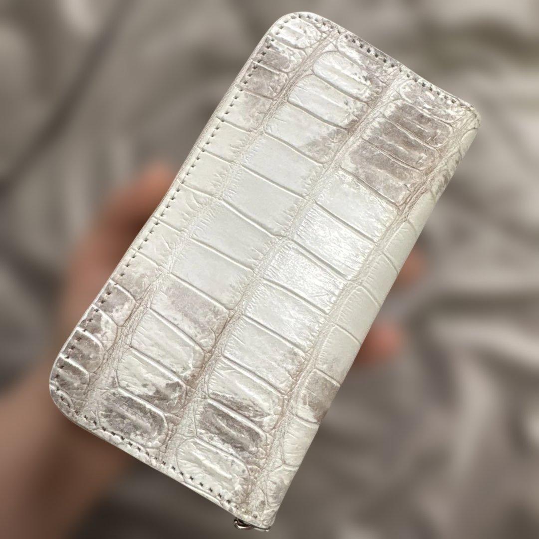 新春！最終値下げ！　ヒマラヤクロコダイル　マット　ハンドメイド　ファスナー長財布