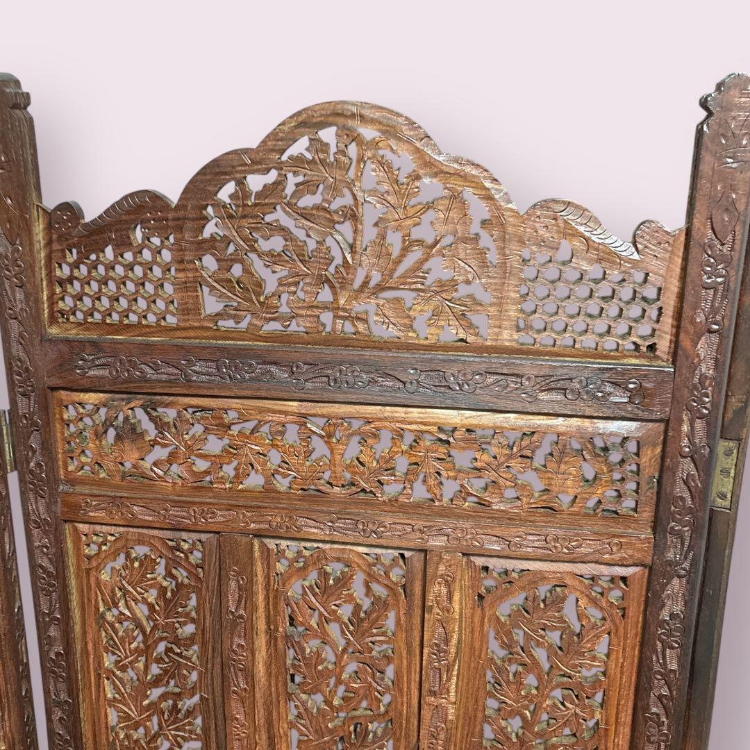 【希少】シーシャムウッド パーテーション 衝立 4連 アンティーク アジアン