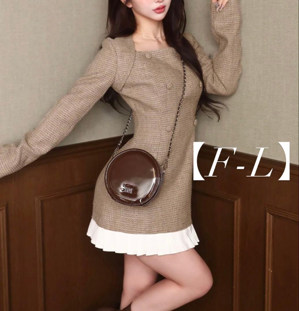 最終お値下げ❣️【Darich】プリーツドッキングツイードミニワンピース-FL