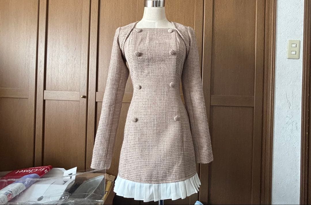 最終お値下げ❣️【Darich】プリーツドッキングツイードミニワンピース-FL