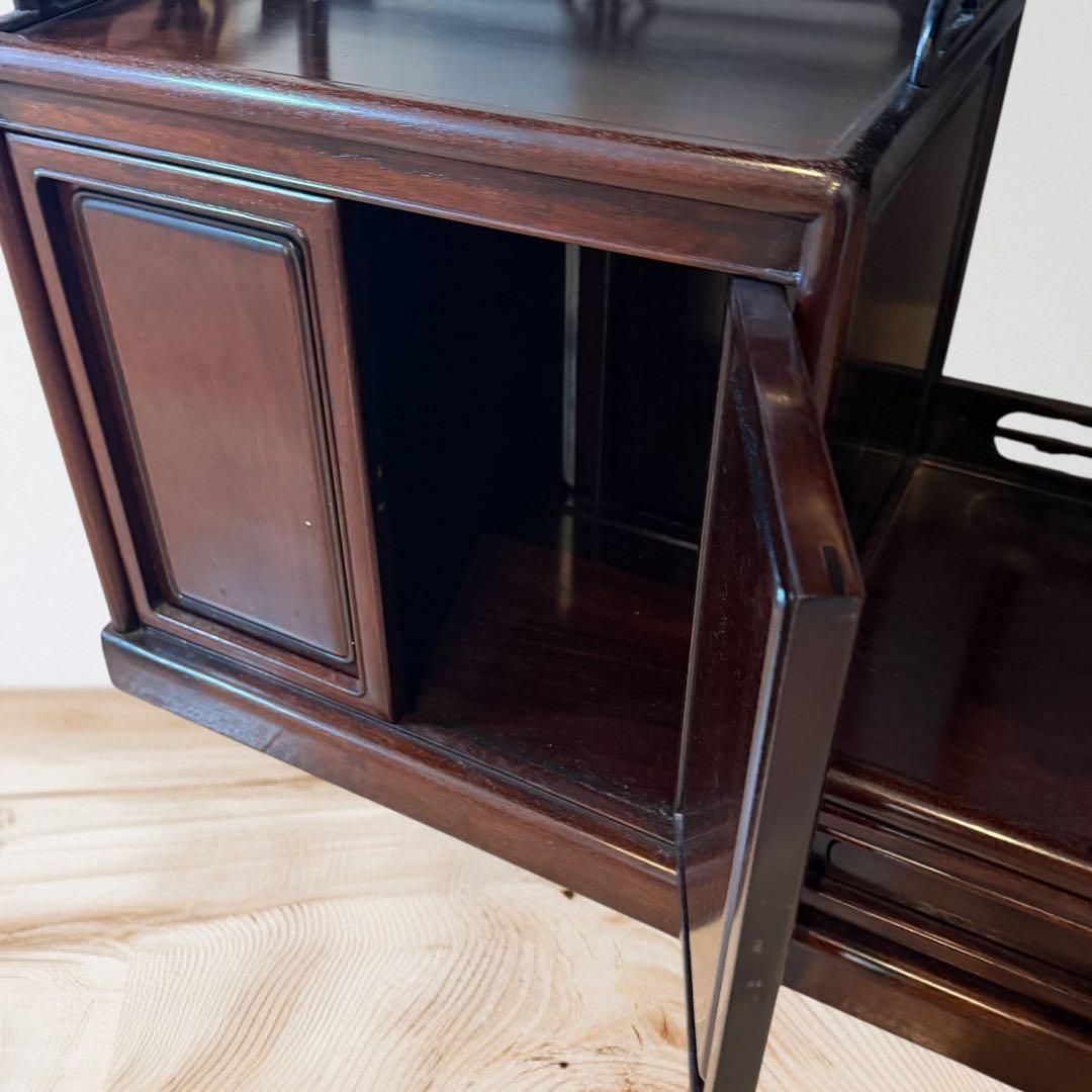 和家具 茶箪笥 茶棚 違い棚 飾り棚 木製 置物棚 引き出し 扉付き　送料込み