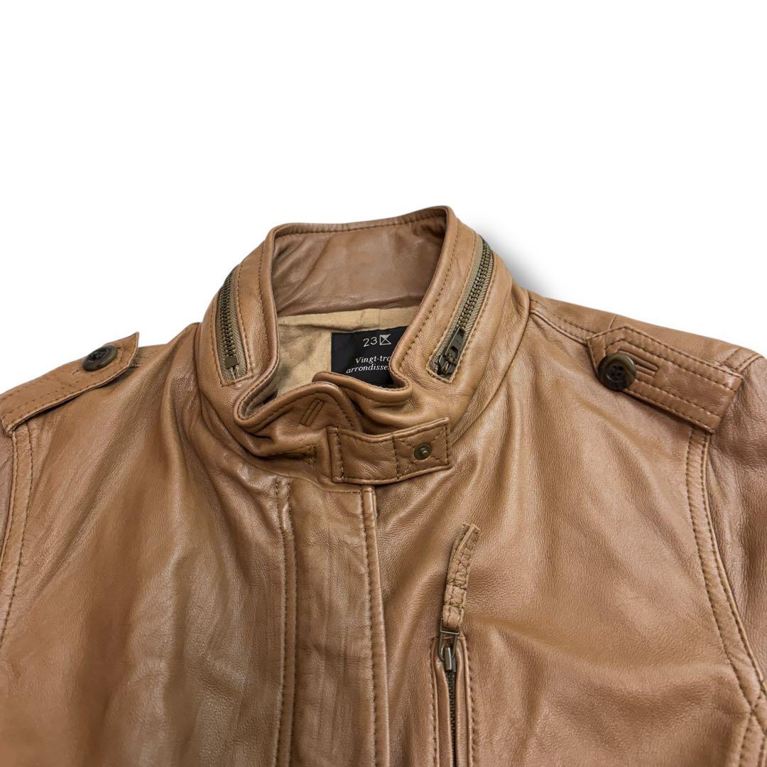 23区 1929 ラムレザー ライダースジャケット 48 羊革　フード収納