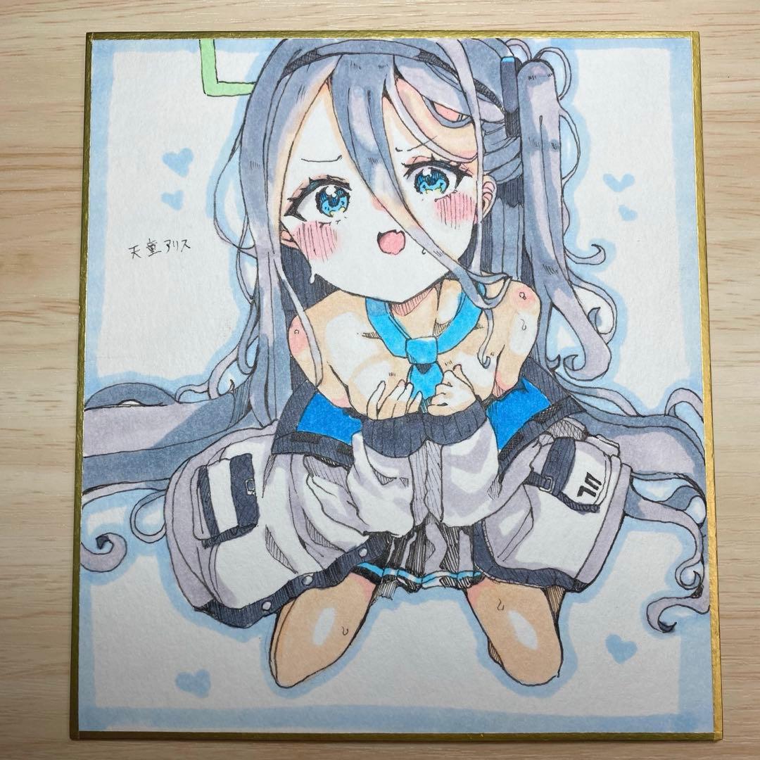 と*ん様 ブルアカ 天童アリス ファンアート ハンドメイド 色紙