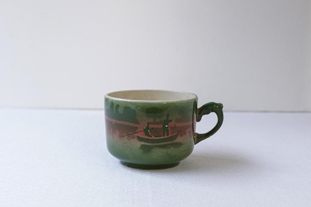 フランスアンティーク　19世紀　ショワジールロワ　カップ　グリーン