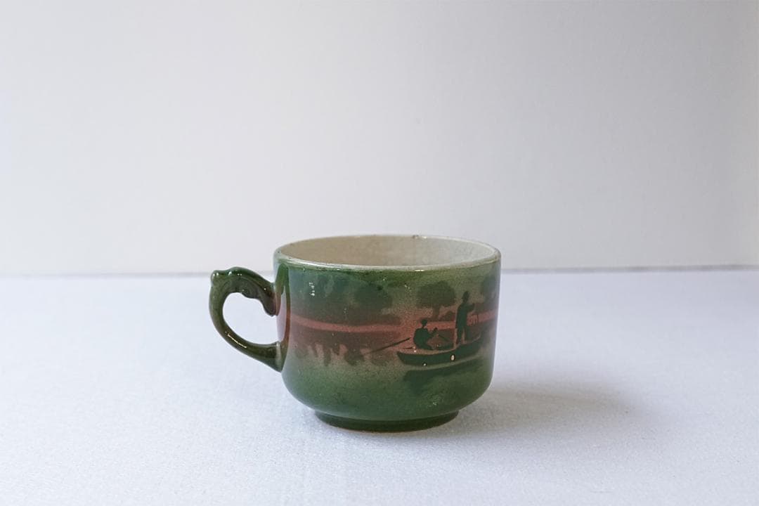 フランスアンティーク　19世紀　ショワジールロワ　カップ　グリーン