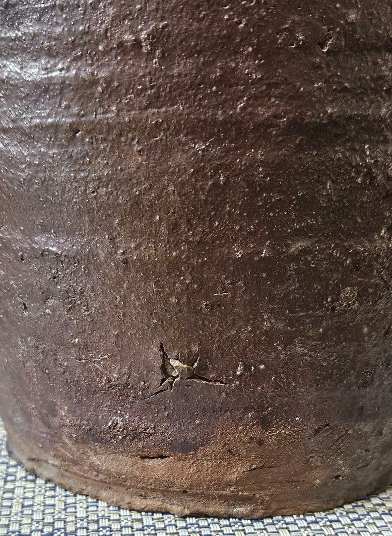 江戸時代　古丹波　自然釉　壺　種壺　花入れ　花生け　茶道具　茶室　高18.1cm