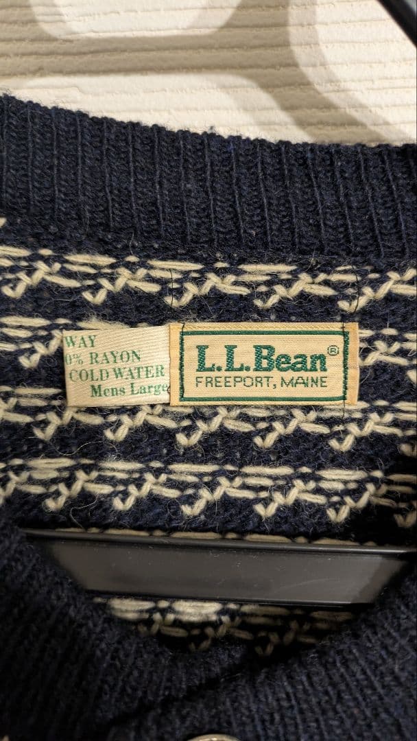 L.L.Bean バーズアイニット　カーディガン　Lサイズ　ノルウェー製