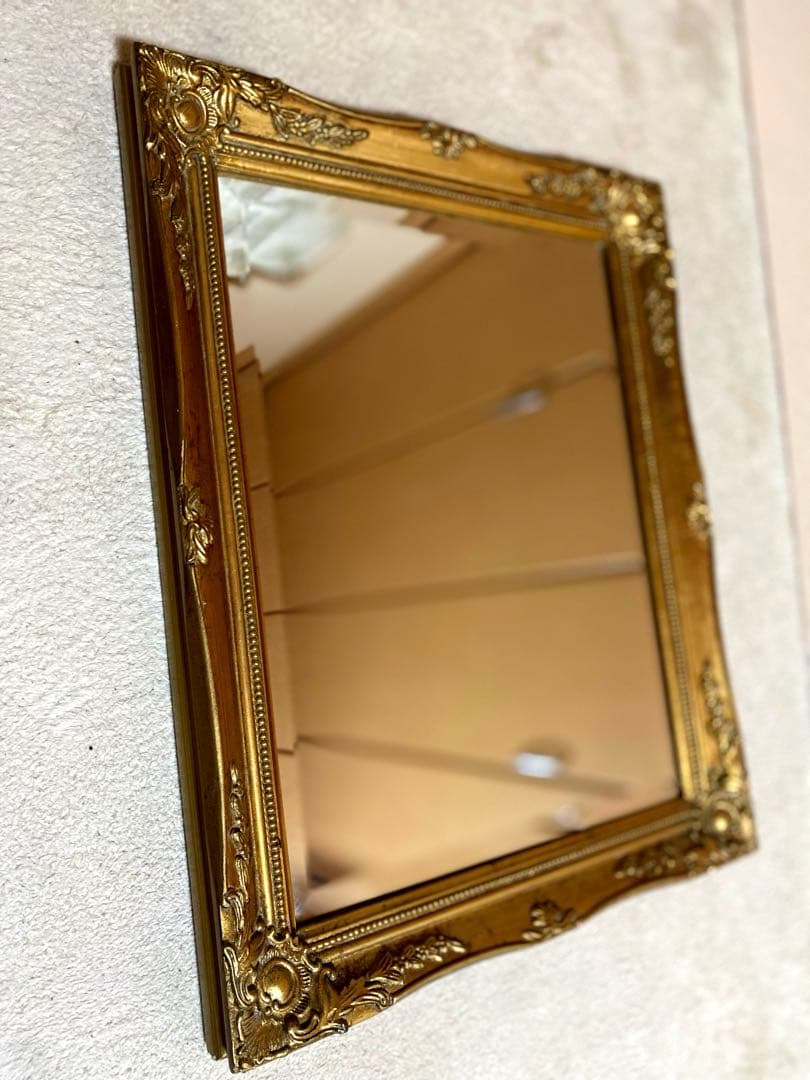 アンティーク　鏡　ミラー　骨董品　ビンテージ　絵画の額縁等にも！　ロココ調西洋風