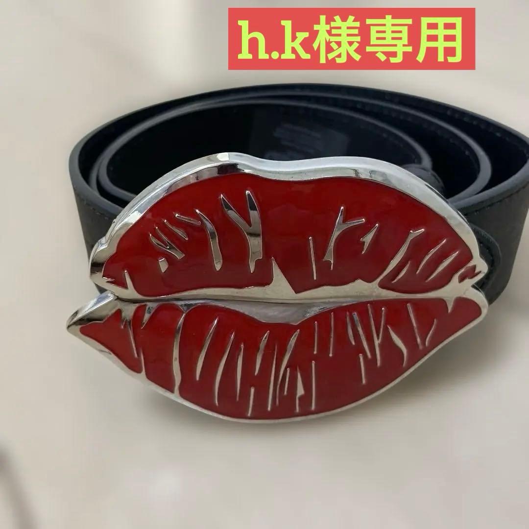 【超美品】JADED LONDONのJLロゴバックル付き レッド唇 本革ベルト