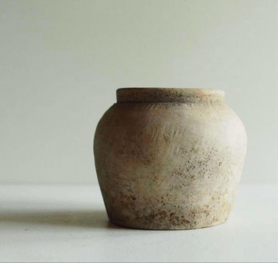 アンティーク 土もの 壺　骨董　古物 花器 オブジェ　古民家　モダン