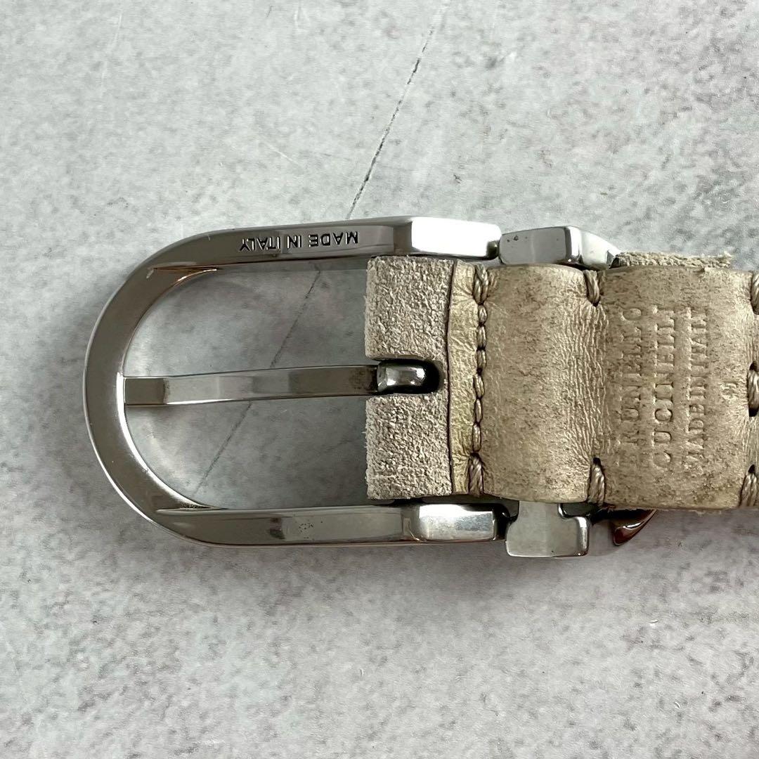 【美品/付属品完備】ブルネロクチネリ レザー ベルト スエード ベージュ系