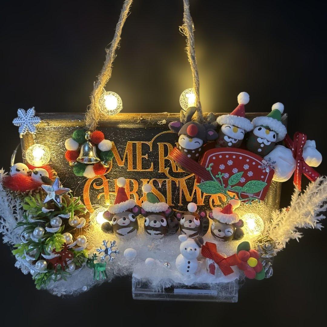 どんぐりアート♡ Xmasタペストリー風リース＆ let's goトレイン♡