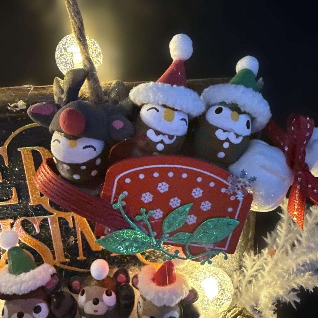 どんぐりアート♡ Xmasタペストリー風リース＆ let's goトレイン♡