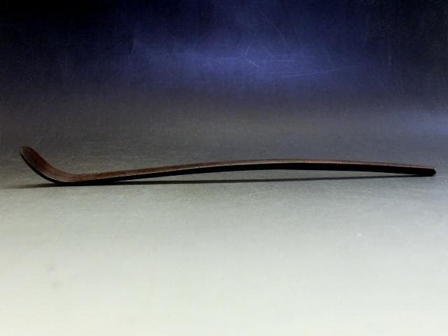 茶杓■黒檀茶しゃく 直腰 丸撓め 唐木 お茶道具 古美術 時代物 骨董品■