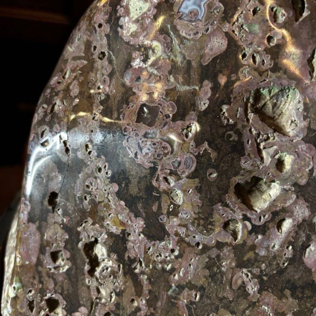 湯布院アンティーク 希少 梅花石　牡丹石　遠山型鑑賞石 水石 自然石 木製台座付