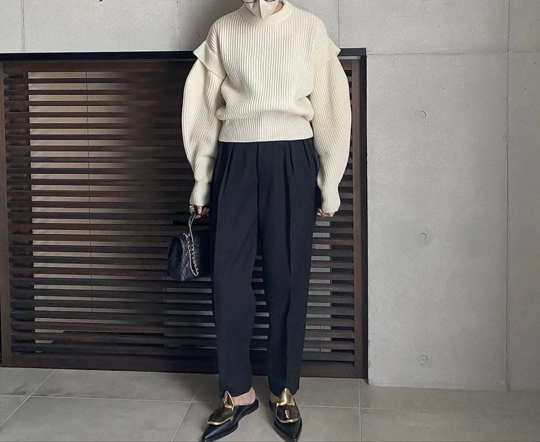 こ*き様 LOHEN ローヘン　レイヤードスリーブニット　 WHITE