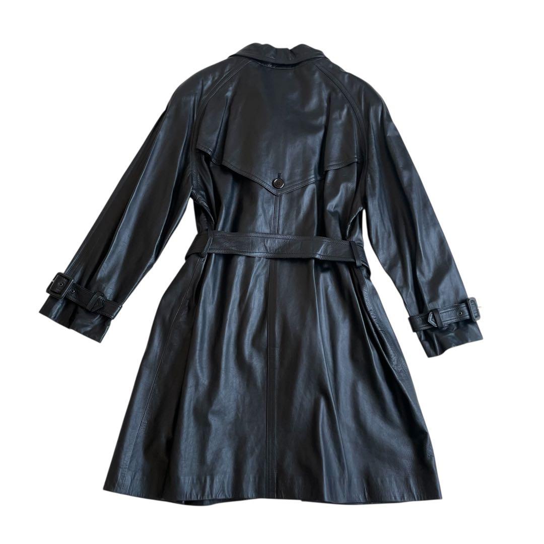 ユキ ベルファム 羊革 ラムレザー トレンチコート ベルトデザイン仕様 ブラック