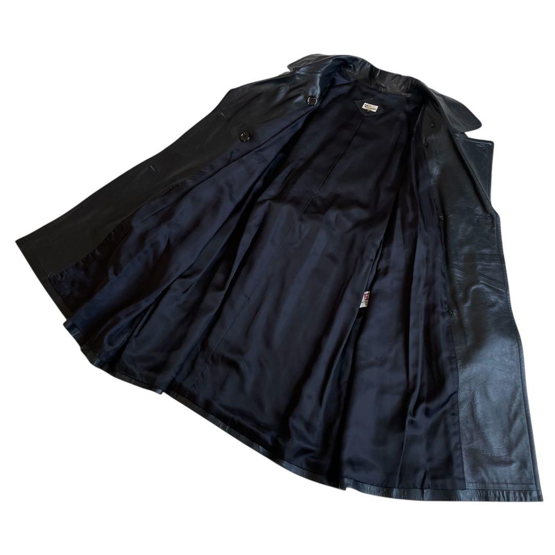 ユキ ベルファム 羊革 ラムレザー トレンチコート ベルトデザイン仕様 ブラック