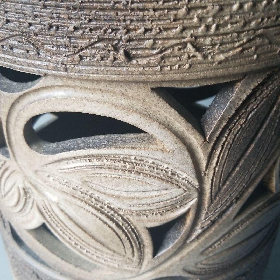 信楽焼傘立て 艶消し透かし 信楽焼 高さ４４cm