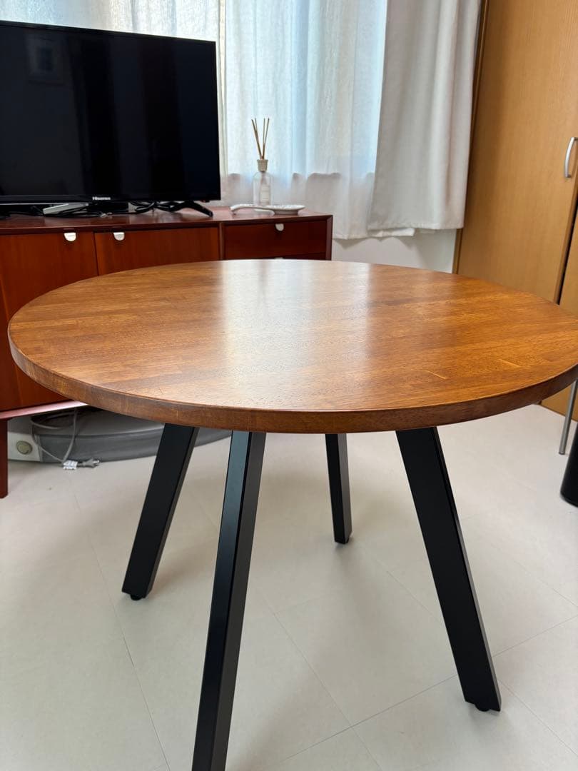 【もり】kanademono カフェテーブル　ブラックスチール脚