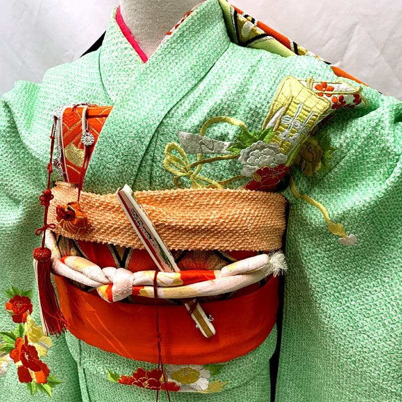 507ag25、506ax21 □七五三 七歳 女児 着物&袋帯&長襦袢 総絞□