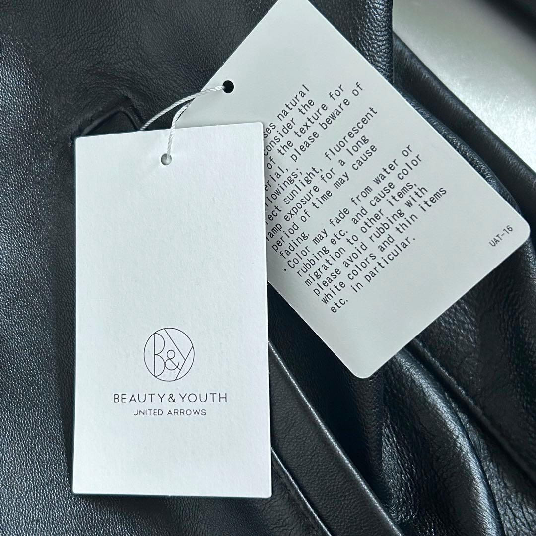 【新品未使用】BEAUTY&YOUTH シープ レザー ジップ ブルゾン L