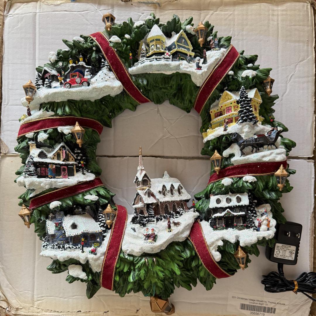 トーマスキンケード リース クリスマス ビレッジ 直径約42cm