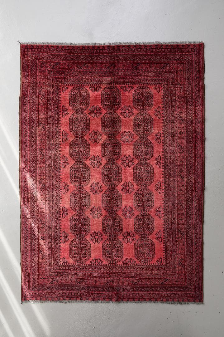 大型ヴィンテージラグ　トライバルラグ　アフガニスタン産（274×198cm）赤