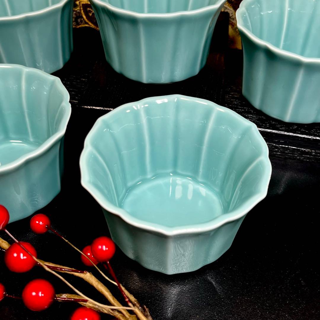 【未使用美品】 深川製磁 青磁 稜花 小鉢 セット 小付 銘々鉢 珍味入れ 酒肴