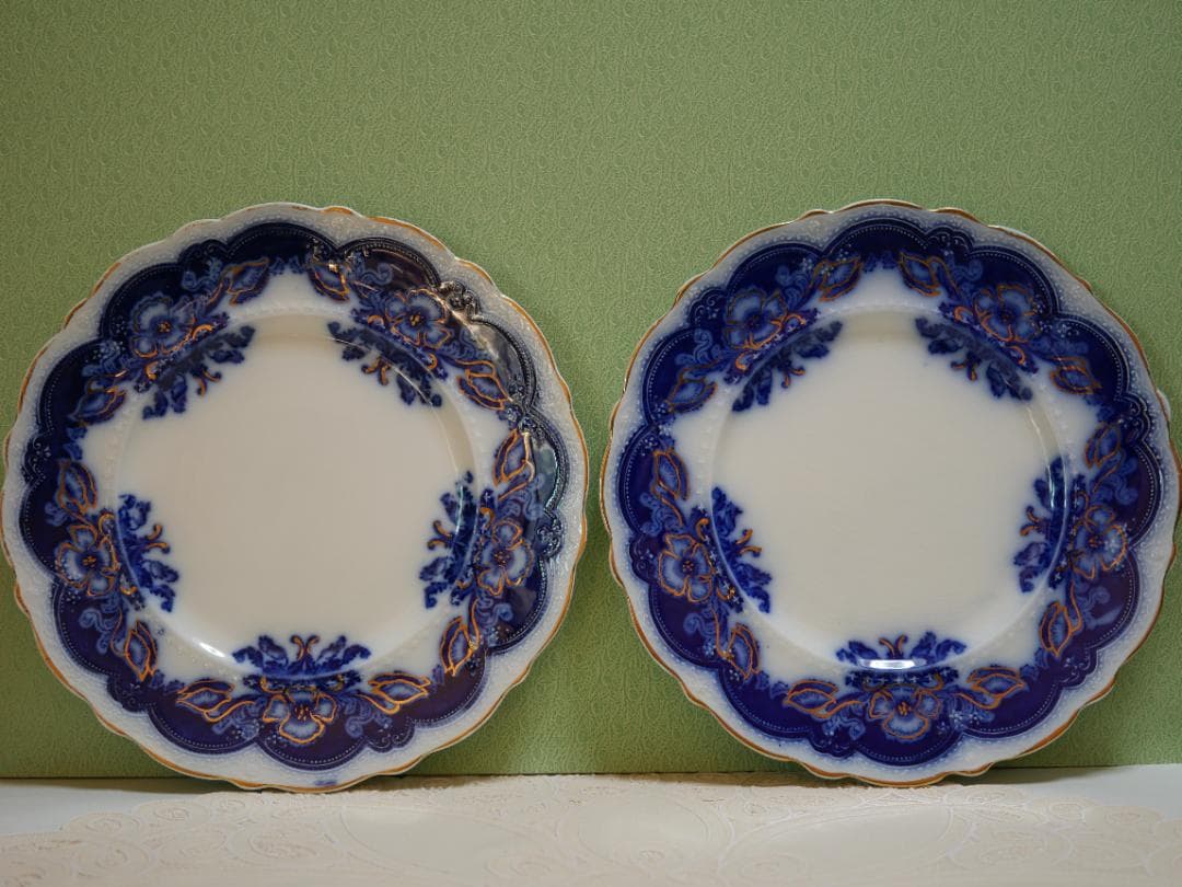 ジョンソンブラザーズ アンティークフロウブルー 約２０センチプレート・貫入有り