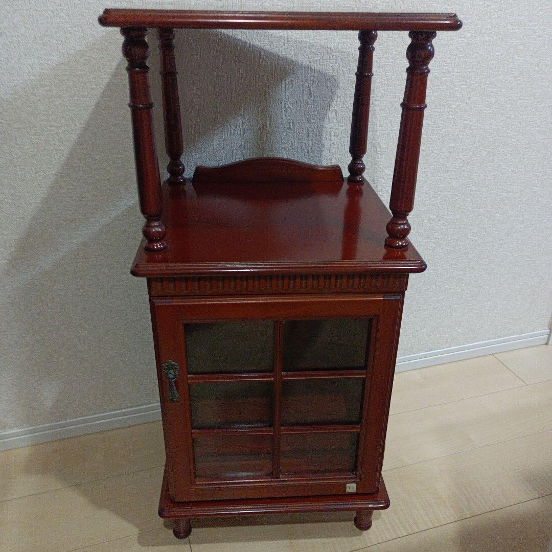 昭和レトロ　アンティーク　木製電話台・ファックス台 2段式 　四国工芸