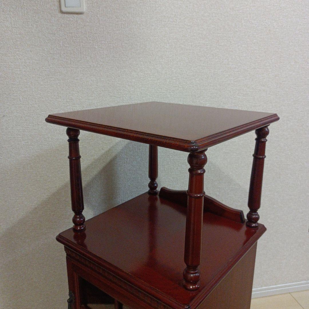 昭和レトロ　アンティーク　木製電話台・ファックス台 2段式 　四国工芸