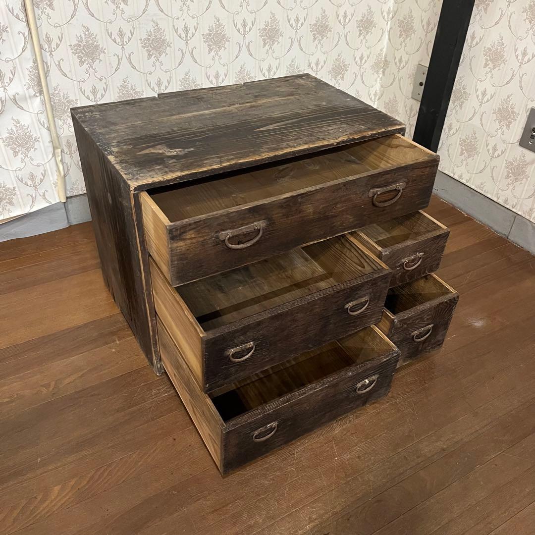 【アンティーク】昭和レトロ 木製 小箪笥 小引出し 収納棚 チェスト 古家具